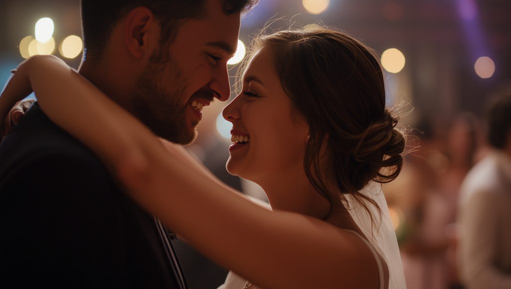 Christchurch wedding couple close-up with soft blurred background, affordable modern wedding style.”